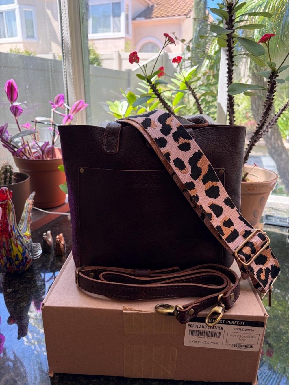 Portland Leather Coldbrew Mini Tote with Extra Crossbody Strap